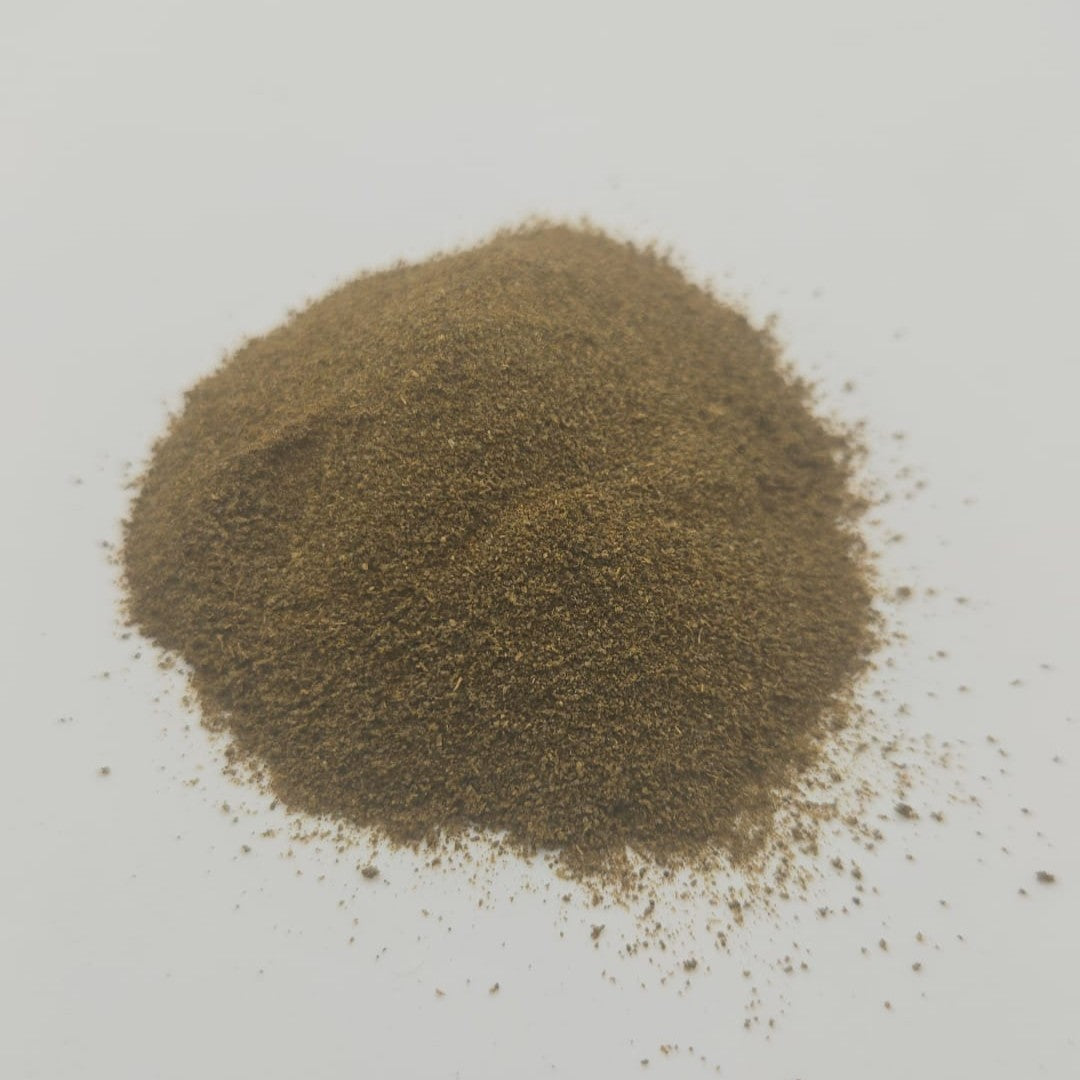Brown powder on a white background