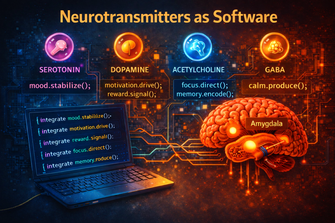 Neurotransmitters as Software: How Living Hardware Rewrites Itself