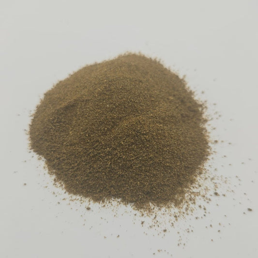 Brown powder on a white background